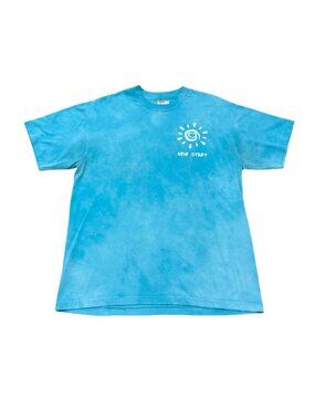 Vintage 1990s New Start God Loves Me Single Stitch T Shirt Made in USA Teal